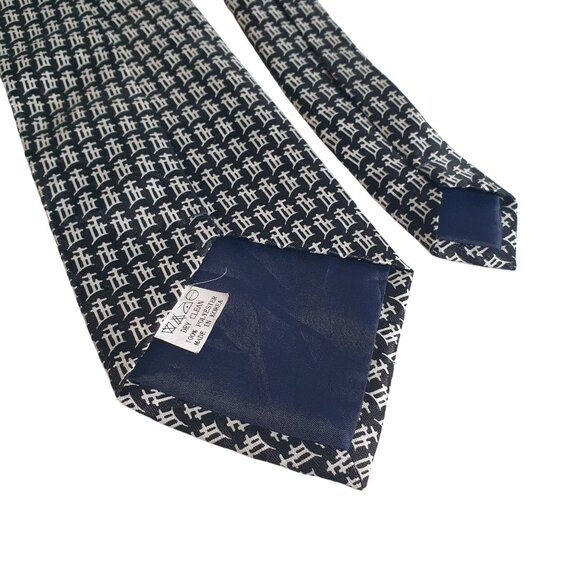 Steven Harris Trinity Cross Handmade Silk Tie Black White Geometric Pattern - Picture 5 of 5